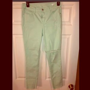 Mint green/teal skinny jeans